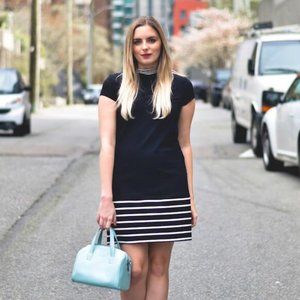 MIIK Natalia mock-neck a-line dress